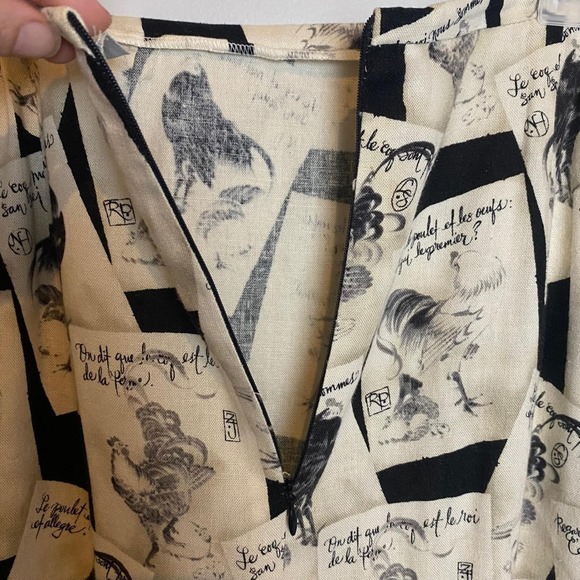 Vintage 90's Sharon Young Women Size 12 Rooster Print Midi Skirt Cottage Farm - Picture 7 of 11